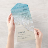 Tropisch strand zomerbestemming bruiloft all in one uitnodiging (Afscheurbaar)