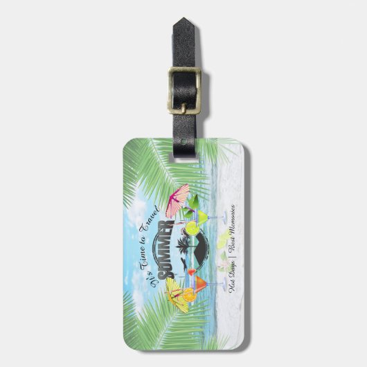 Tropisch strand, zomervakantie | Gepersonaliseerd Bagagelabel (Voorkant verticaal)