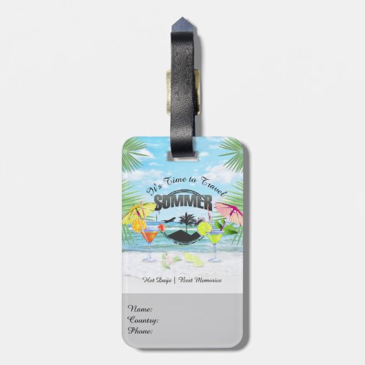 Tropisch strand, zomervakantie | Gepersonaliseerd Bagagelabel (Achterkant verticaal)