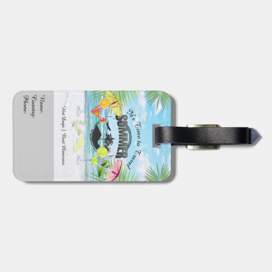 Tropisch strand, zomervakantie | Gepersonaliseerd Bagagelabel (Achterkant horizontaal)