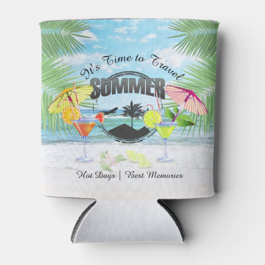 Tropisch strand, zomervakantie | Gepersonaliseerd Blikjeskoeler (Voorkant)