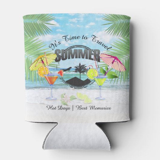 Tropisch strand, zomervakantie | Gepersonaliseerd Blikjeskoeler (Achterkant)
