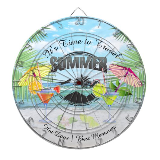 Tropisch strand, zomervakantie | Gepersonaliseerd Dartbord (Voorkant)