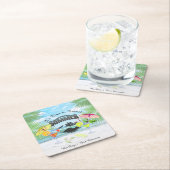 Tropisch strand, zomervakantie | Gepersonaliseerd Kartonnen Onderzetters (Insitu)