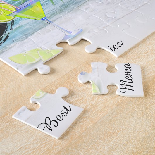 Tropisch strand, zomervakantie | Gepersonaliseerd Legpuzzel (Zijkant)