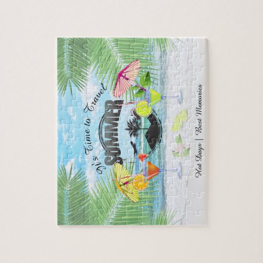 Tropisch strand, zomervakantie | Gepersonaliseerd Legpuzzel (Verticaal)