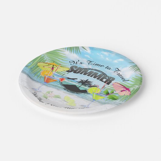 Tropisch strand, zomervakantie | Gepersonaliseerd Papieren Bordje (Gekanteld)