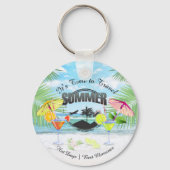 Tropisch strand, zomervakantie | Gepersonaliseerd Sleutelhanger (Voorkant)