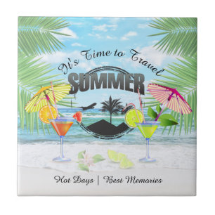 Tropisch strand, zomervakantie   Gepersonaliseerd Tegeltje
