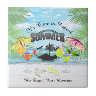 Tropisch strand, zomervakantie | Gepersonaliseerd Tegeltje