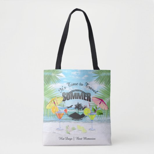 Tropisch strand, zomervakantie | Gepersonaliseerd Tote Bag (Voorkant)