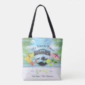 Tropisch strand, zomervakantie | Gepersonaliseerd Tote Bag (Achterkant)