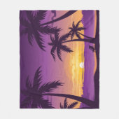  Tropisch strand Zomerzonsondergang Palmboom Fleece Deken (Voorkant)