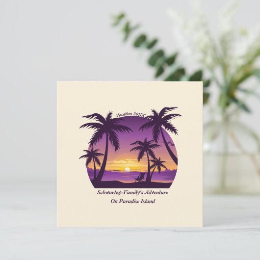  Tropisch strand Zomerzonsondergang Palmboom Kaart (Staand voorkant)