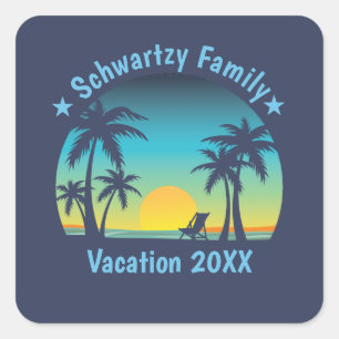 Tropisch strand Zomerzonsondergang Palmboom Vierkante Sticker