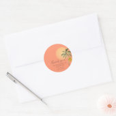 Tropisch strand zon en palmbomen - Minimale bruilo Ronde Sticker (Envelop)