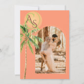 Tropisch strand zon en palmbomen - Minimale bruilo Save The Date (Achterkant)