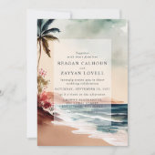 Tropisch strand Zonnepalm Brondenbruiloft Kaart (Voorkant)