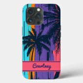 Tropisch strand zonnepalm Trees Aangepaste naam Case-Mate iPhone Case (Achterkant)