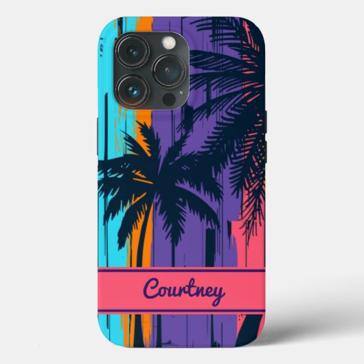 Tropisch strand zonnepalm Trees Aangepaste naam Case-Mate iPhone Case (Achterkant)