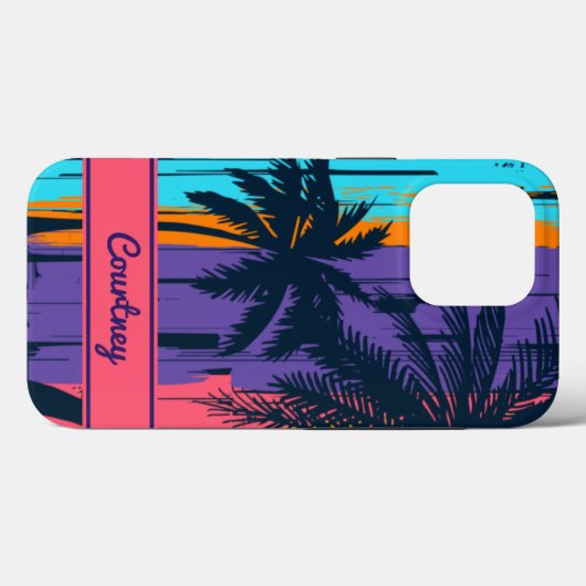 Tropisch strand zonnepalm Trees Aangepaste naam Case-Mate iPhone Case (Achterkant (horizontaal))