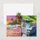 Tropisch strand zonsondergang bedankkaart bruiloft (Voorkant / Achterkant)