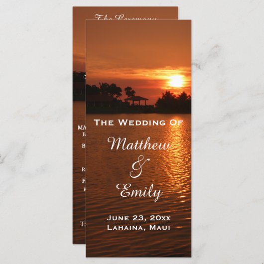 Tropisch strand zonsondergang huwelijksprogramma programmakaart (Voorkant / Achterkant)