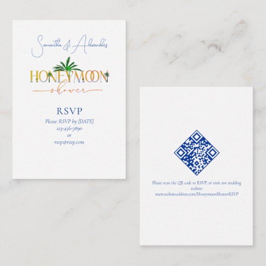 Tropisch strand zonsondergang huwelijksreis fonds  informatiekaartje (Voorkant / Achterkant)