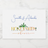 Tropisch strand zonsondergang huwelijksreis fonds  sparkling wijnetiket (Enkel label)