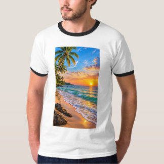 Tropisch strand zonsondergang landschap t-shirt