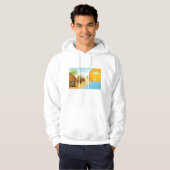 Tropisch strand zonsondergang met rieten hutten hoodie (Voorkant volledig)
