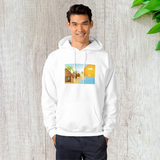 Tropisch strand zonsondergang met rieten hutten hoodie