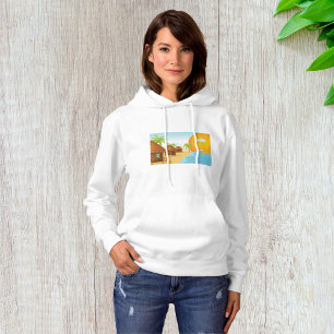 Tropisch strand zonsondergang met rieten hutten hoodie