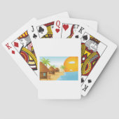 Tropisch strand zonsondergang met rieten hutten pokerkaarten (Achterkant)