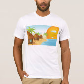 Tropisch strand zonsondergang met rieten hutten t-shirt (Voorkant)