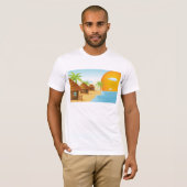 Tropisch strand zonsondergang met rieten hutten t-shirt (Voorkant volledig)