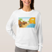 Tropisch strand zonsondergang met rieten hutten t-shirt (Voorkant)