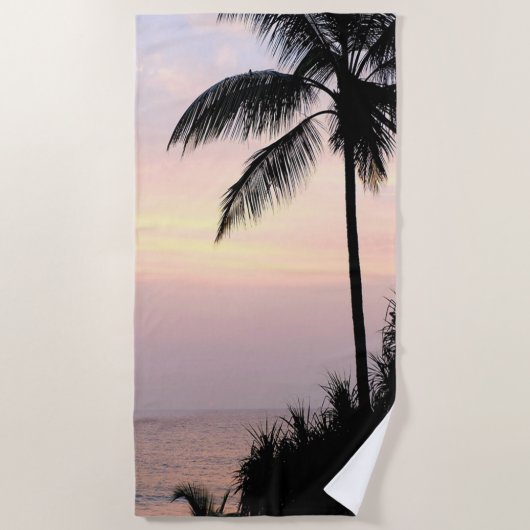 Tropisch strand zonsondergang palm strandlaken (Voorkant)