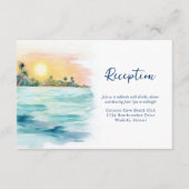 Tropisch strand Zonsondergang & Palmen Huwelijksre Informatiekaartje (Voorkant)