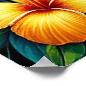 Tropisch strand zonsopgang met palmbomen, golven poster (Hoek)