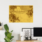 Tropisch strand zuidenwind vintage kunst poster (Thuiskantoor)