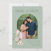 Tropisch strandboog fotobestemming bruiloft  save the date (Voorkant)