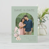 Tropisch strandboog fotobestemming bruiloft  save the date (Staand voorkant)