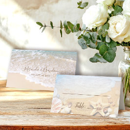 Tropisch strandbruiloft met blauwe oceaan golven plaatskaartje