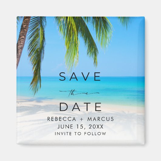 Tropisch strandbruiloft Save the Date Magneet (Voorkant)