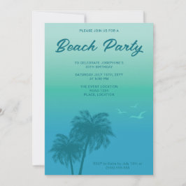 Tropisch strandfeest Aqua Blauwe Palmboom Verjaard Kaart