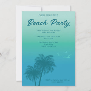 Tropisch strandfeest Aqua Blauwe Palmboom Verjaard Kaart