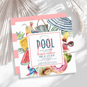 Tropisch strandfeest meisje baby shower kaart