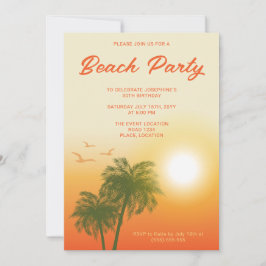 Tropisch strandfeest Zonsondergang Palmbomen Verja Kaart