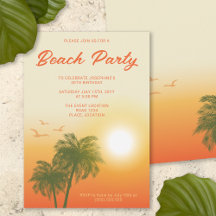 Tropisch strandfeest zonsondergang palmbomen verja
